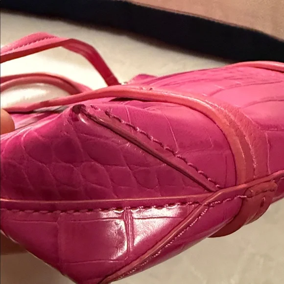 Elizabeth and James Fuchsia Croc-Embossed Tote - Picture 8 of 11